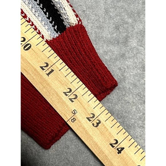 St john Collection knit red hoodie with blue, white racing stripe size small - Picture 7 of 8